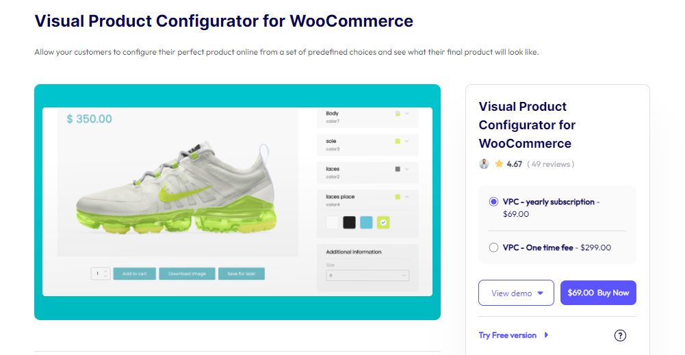 Visual product configurator for WooCommerce