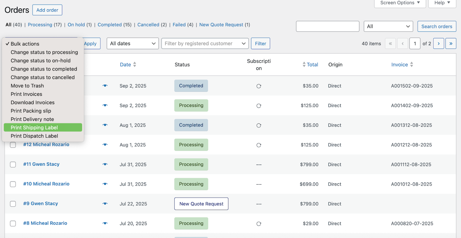 Generate and Print Multiple Labels